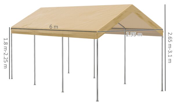 Outsunny Garaj Cort 6x3m, Portabil, Ideal pentru Grădină, Cort cu Copertină, Adăpost Depozitare, Ușor de Asamblat | Aosom Romania