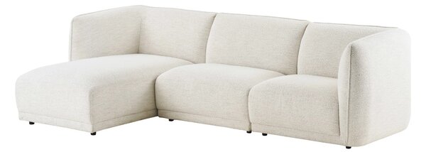 Canapea stanga Noor, Alb murdar, 94x166x276x75 cm