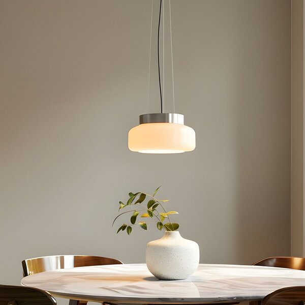 ALDEX Lampă suspendată BonBon, crem, Ø 25 cm, sticlă, reglabil, Bej, Camera de zi / sufragerie, Sticlă, Design