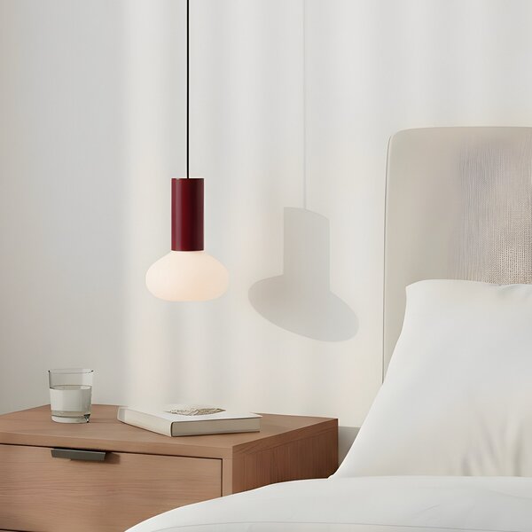 ALDEX Lampă suspendată Flo, roșie, cu 1 bec, sticlă, reglabil, Roșu, Camera de zi / sufragerie, Metal, Design