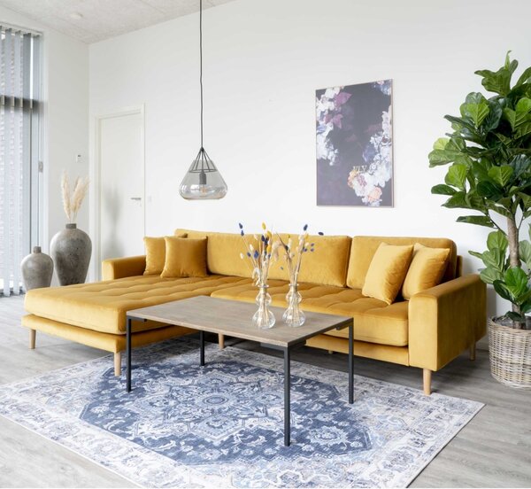Canapea lounge Lido, Galben mustar, 92x290x76 cm
