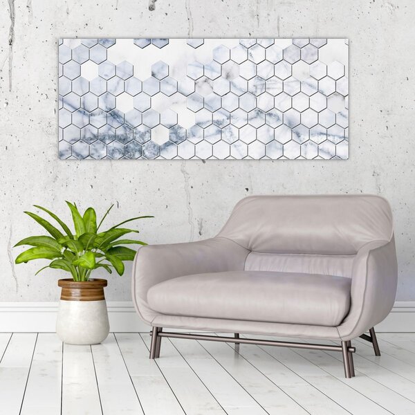 Tablou - Hexagoane marmură (120x50 cm)