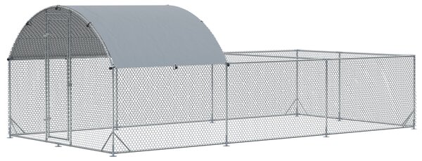 PawHut Gard Exterior din Oțel pentru Găini, Cotet pentru Iepuri și Rațe, Folie PE Anti-UV, 570x280 cm | Aosom Romania