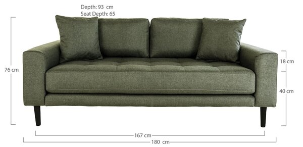 Canapea Lido, Verde masliniu , 93x180x76 cm