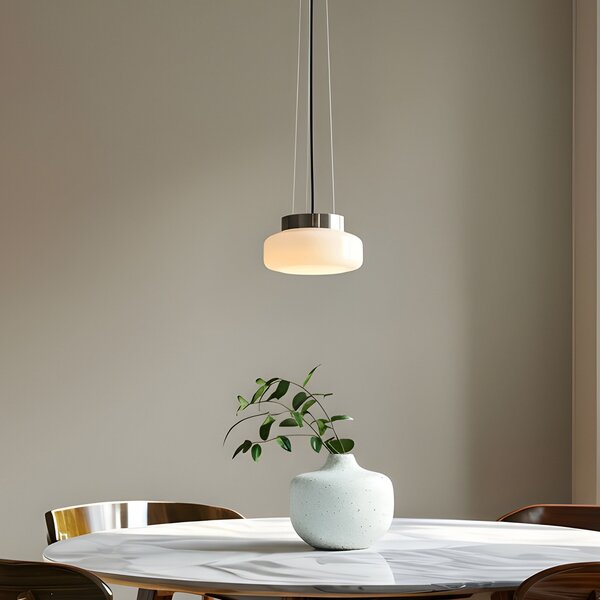 ALDEX Lampă suspendată BonBon, crem, Ø 16 cm, sticlă, reglabil, Bej, Camera de zi / sufragerie, Sticlă, Design
