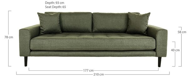Canapea Lido, Verde masliniu , 93x210x76 cm