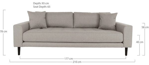 Canapea Lido, Gri, 93x210x76 cm