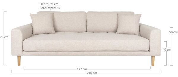 Canapea Lido, Bej, 93x210x76 cm