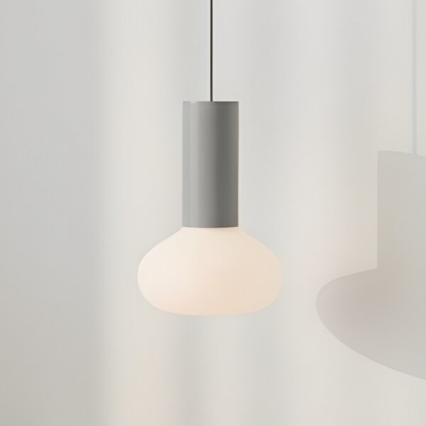 ALDEX Lampă suspendată Flo, gri, 1 bec, sticlă, reglabil, Gri, Camera de zi / sufragerie, Metal, Design