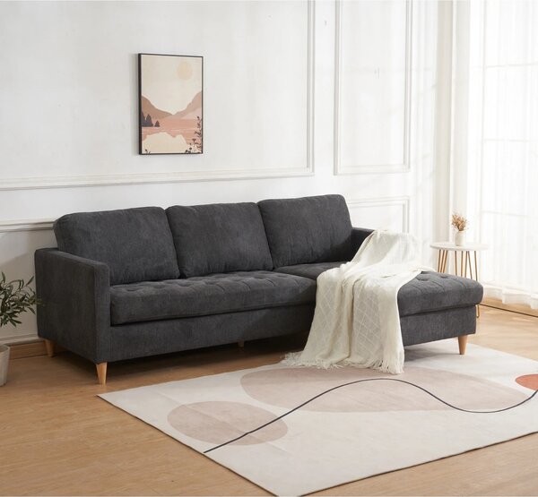 Canapea Firenze, Gri inchis, 151x83x219x80 cm