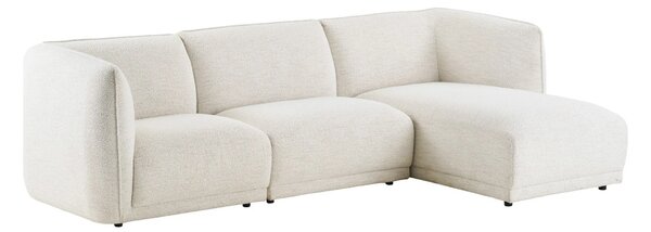 Canapea dreapta Noor, Alb murdar, 94x166x276x75 cm