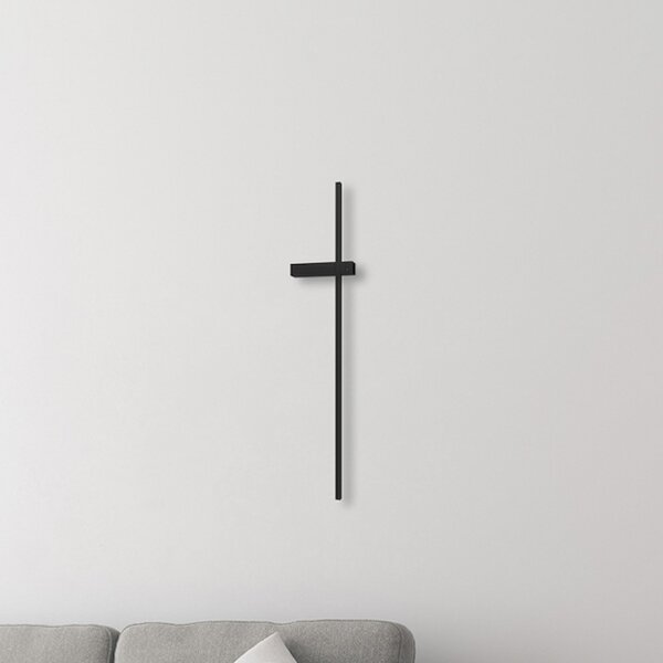 Milagro Lighting Aplică de perete LED Vision, înălțime 90 cm, metal, negru, 3.000 K, Negru, Camera de zi / sufragerie, Metal, Modern, Perete unghiular
