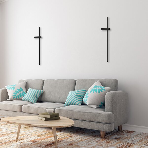 Milagro Lighting Aplică de perete LED Vision, înălțime 90 cm, metal, negru, 3.000 K, Negru, Camera de zi / sufragerie, Metal, Modern, Perete unghiular