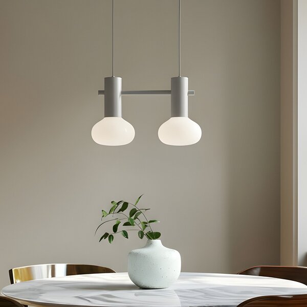 ALDEX Lampa suspendată Flo, gri, cu 2 becuri, sticlă, reglabil, Gri, Camera de zi / sufragerie, Metal, Design