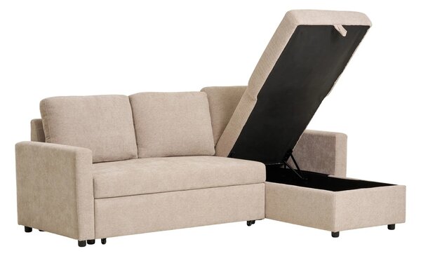 Canapea cu sezlong extensibila Belfast, Nisip inchis, 218x150x87 cm