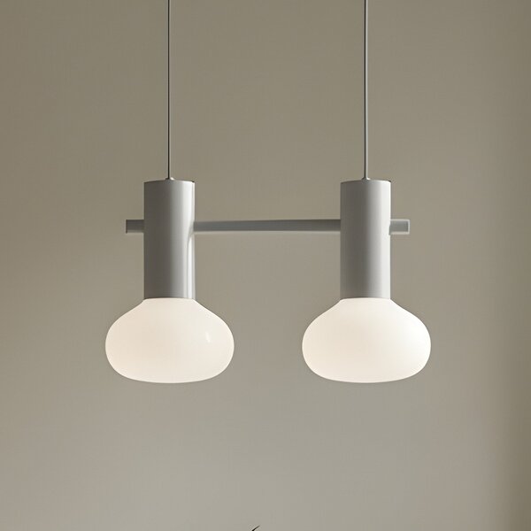 ALDEX Lampa suspendată Flo, gri, cu 2 becuri, sticlă, reglabil, Gri, Camera de zi / sufragerie, Metal, Design