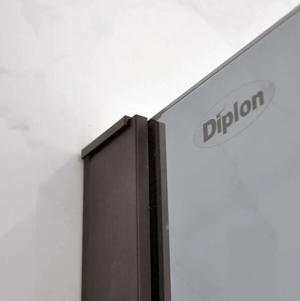 Paravan dus tip walk in BP6612-80*195cm, Diplon, Sticla securizata neagra 8 mm, Profil Aluminiu Negr