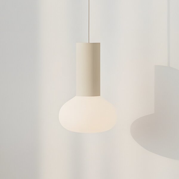 ALDEX Lampa suspendată Flo, bej, 1 bec, sticlă, reglabil, Bej, Camera de zi / sufragerie, Metal, Design
