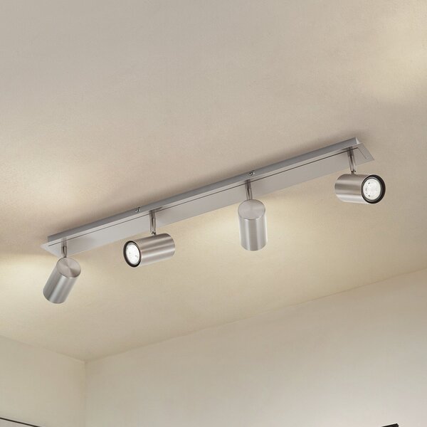 Lindby Spot de plafon Joffrey, 80 cm, nichel, 4 becuri, GU10, reglabil, Metalic, Camera de zi / sufragerie, Metal, Modern