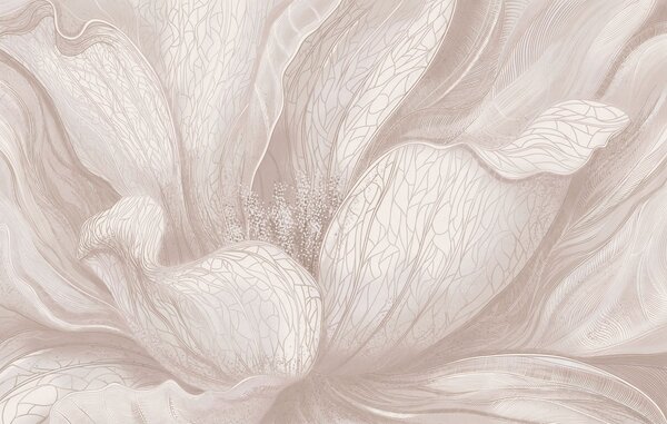 Tapet Floare abstractă în nuanțe de bej deschis, Fototapet Flori, w05119 : Uwalls.ro