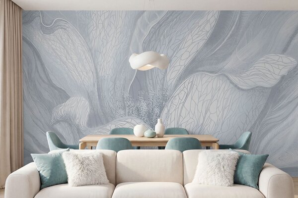 Tapet Floare abstractă în nuanțe reci de albastru, Fototapet Flori, w05119v2 : Uwalls.ro