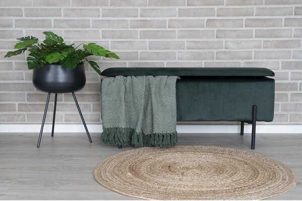 Banca cu spatiu de depozitare Watford, Verde, 36.5x95x43 cm