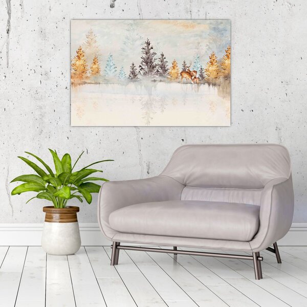 Tablou - Pădure în acuarelă (90x60 cm)