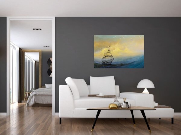Tablou - Pictură barcă pe mare (90x60 cm)