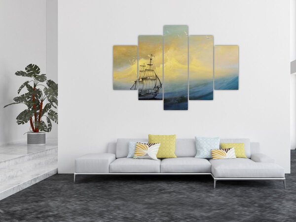 Tablou - Pictură barcă pe mare (150x105 cm)