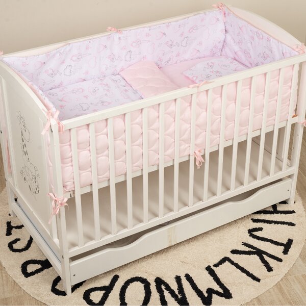 Lenjerie patut bebe 120x60 cm Kidizi Fairy Clouds 6 piese – aparatori laterale integrale matlasate, organizator textil cu buzunare
