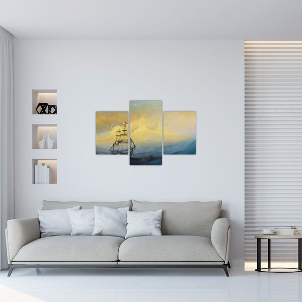 Tablou - Pictură barcă pe mare (90x60 cm)