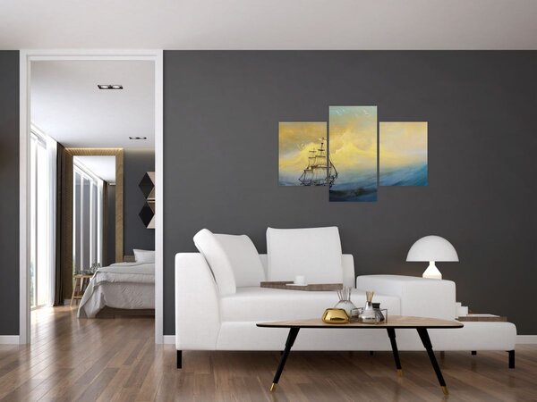 Tablou - Pictură barcă pe mare (90x60 cm)