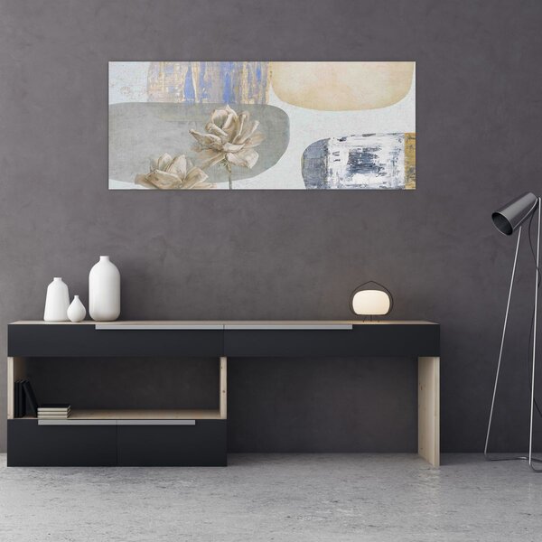Tablou - Pictură flori și texturi (120x50 cm)