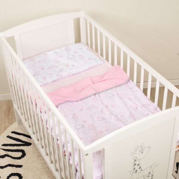Lenjerie de vara pentru patut bebe 120x60 cm Kidizi Fairy Clouds, include 4 piese, cearceaf, perna, husa perna si paturica cu doua fete, bumbac 100%