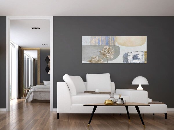 Tablou - Pictură flori și texturi (120x50 cm)