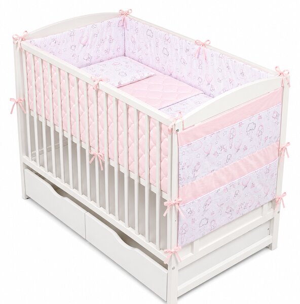Lenjerie patut bebe 120x60 cm Kidizi Fairy Clouds 6 piese – aparatori laterale integrale matlasate, organizator textil cu buzunare