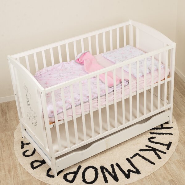 Lenjerie de vara pentru patut bebe 120x60 cm Kidizi Fairy Clouds, include 4 piese, cearceaf, perna, husa perna si paturica cu doua fete, bumbac 100%
