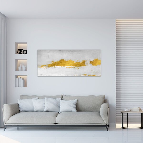 Tablou - Mișcări aurii și gri (120x50 cm)