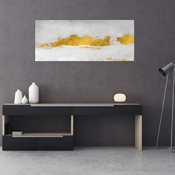 Tablou - Mișcări aurii și gri (120x50 cm)