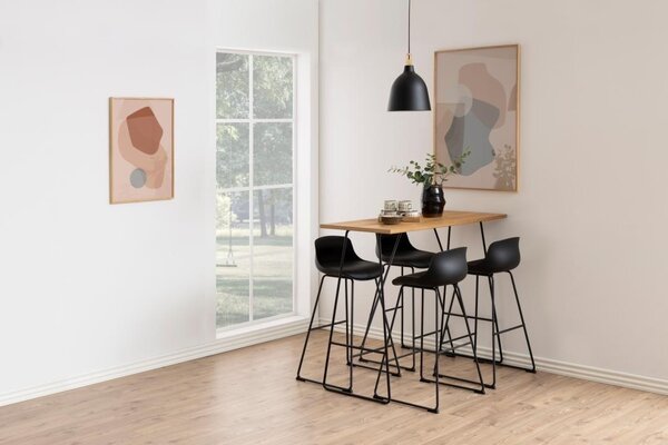 Scaun de bar Tina, Negru, 94x43x49 cm