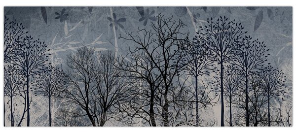Tablou - Siluetă copac și frunze (120x50 cm)
