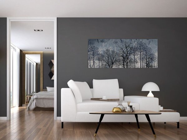 Tablou - Siluetă copac și frunze (120x50 cm)