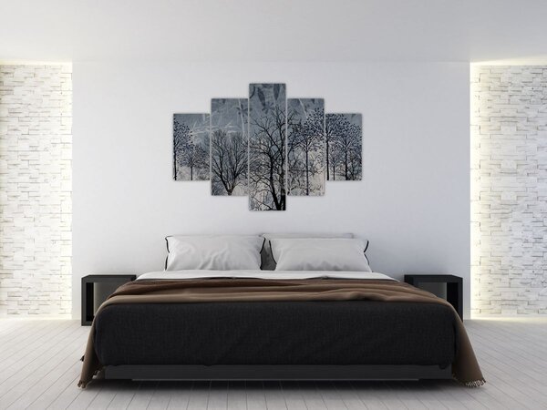 Tablou - Siluetă copac și frunze (150x105 cm)