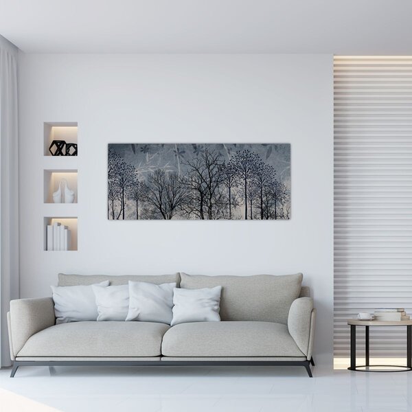 Tablou - Siluetă copac și frunze (120x50 cm)