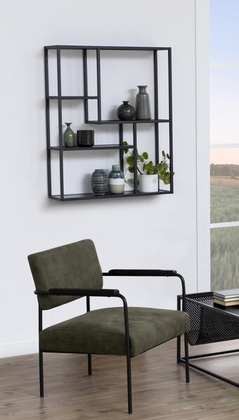 Raft de perete Seaford, Negru, 91x75x20 cm