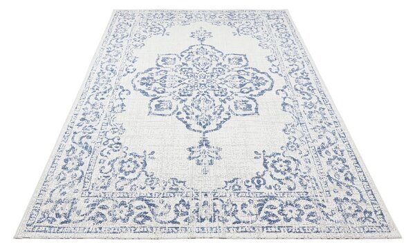 Covor de exterior NORTHRUGS Tilos, 120 x 170 cm, albastru - crem