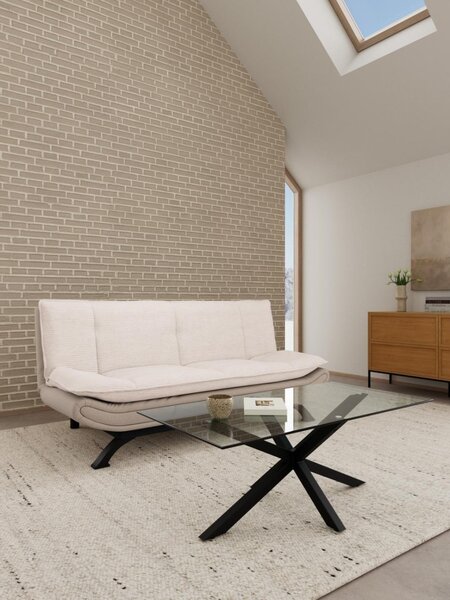 Canapea extensibila Faith V2, Bej, 91x194x98 cm