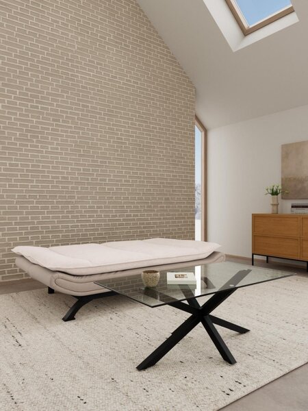 Canapea extensibila Faith V2, Bej, 91x194x98 cm