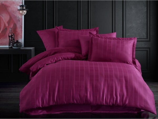 Lenjerie de pat din bumbac satinat pentru pat dublu cu cearșaf Hobby Ekose, 200 x 220 cm, violet
