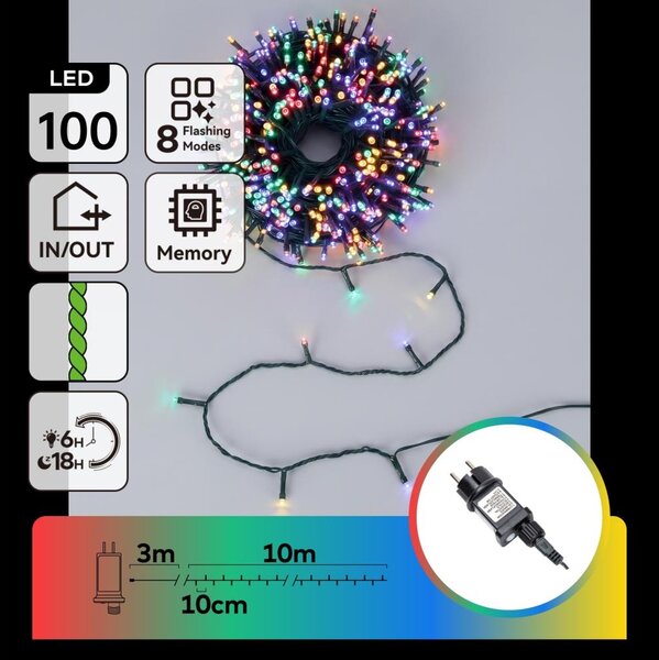Aigostar - Ghirlandă de Crăciun LED pentru exterior, 100xLED/8 funcții, 13m, IP44, multicoloră
